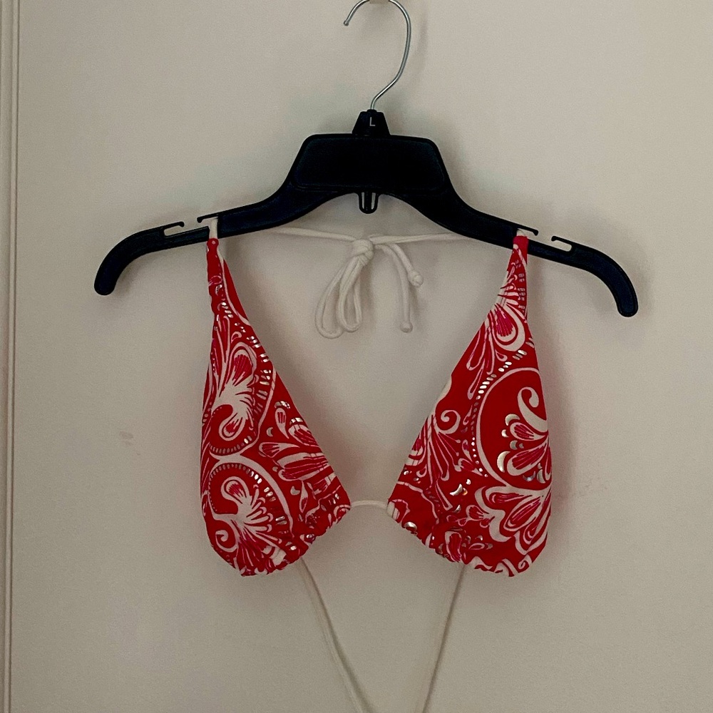 Athleta Pink and White Bikini Top